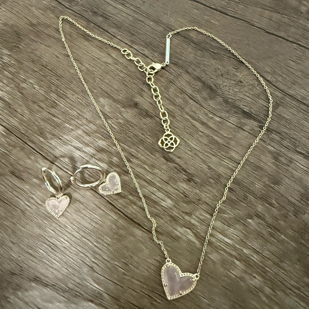 Kendra Scott Gold and Pink Heart Necklace Set